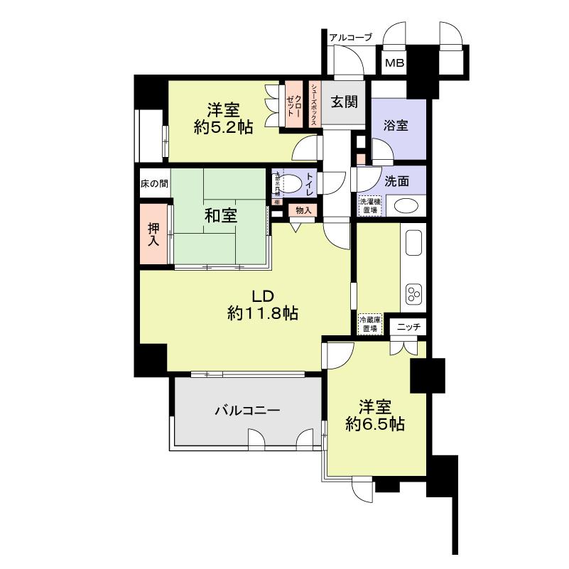Floor plan. 3LDK, Price 18,700,000 yen, Occupied area 68.95 sq m , Balcony area 8.2 sq m