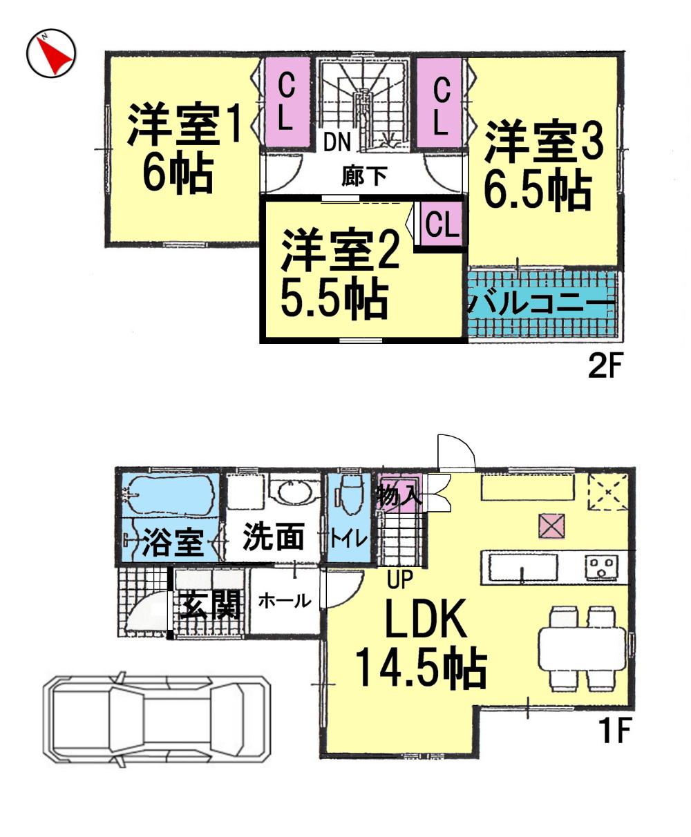 Floor plan. 25,300,000 yen, 3LDK, Land area 75.67 sq m , Building area 75.32 sq m