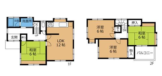 Floor plan. 13,380,000 yen, 4LDK, Land area 105.08 sq m , Building area 85.05 sq m