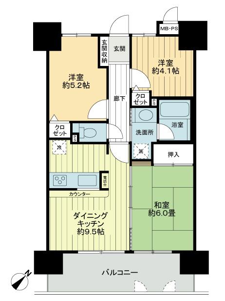 Floor plan. 3DK, Price 12.8 million yen, Footprint 53 sq m