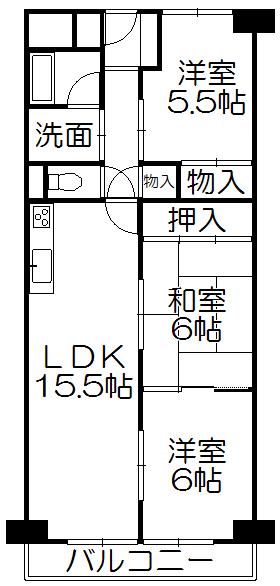 Floor plan. 3LDK, Price 5.8 million yen, Occupied area 73.12 sq m , Balcony area 7.02 sq m