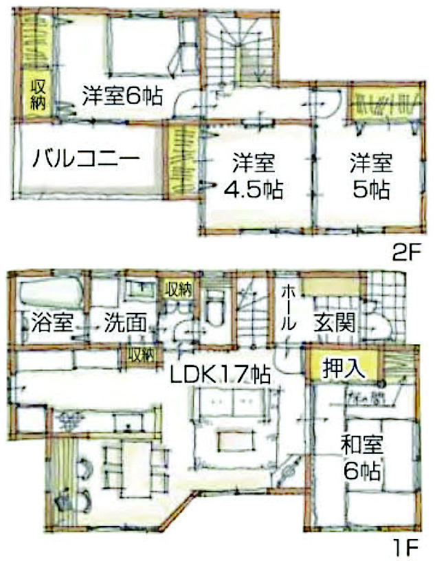 <Building plan example / No. 8 locations> ● building price / 15.9 million yen ● building area 93.57 sq m (about 28.3 square meters). <Building plan example / No. 8 locations>