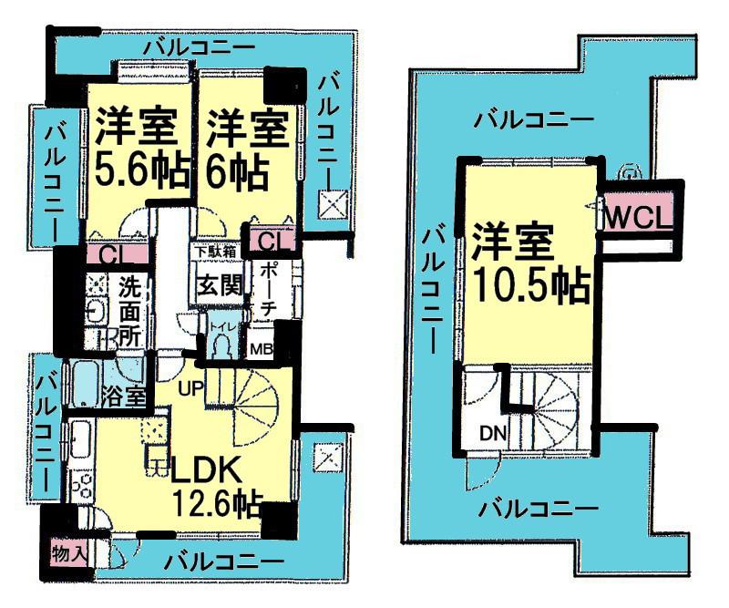 Floor plan. 3LDK, Price 26,800,000 yen, Occupied area 79.89 sq m , Balcony area 35.05 sq m