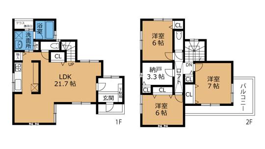 Floor plan. 29.5 million yen, 4LDK + S (storeroom), Land area 149.48 sq m , Building area 105.17 sq m