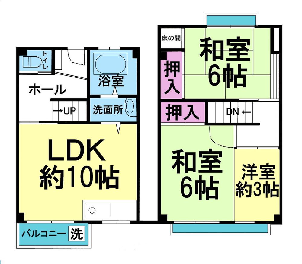 Floor plan. 3LDK, Price $ 40,000, Occupied area 60.75 sq m , Balcony area 3.36 sq m
