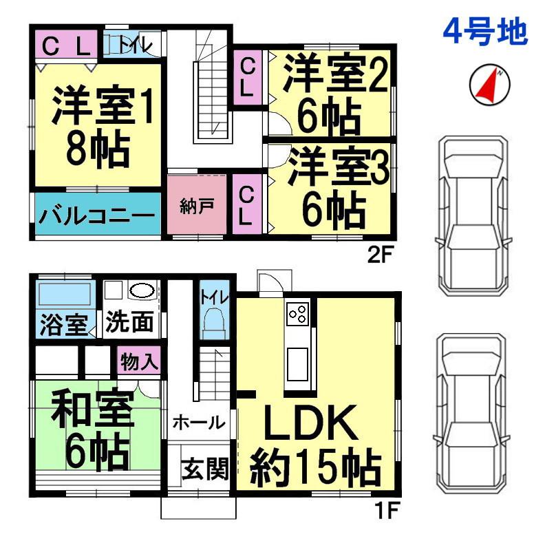 Floor plan. (No. 4 locations), Price 30,800,000 yen, 4LDK, Land area 113.99 sq m , Building area 114.26 sq m