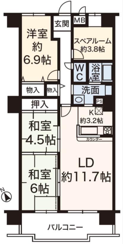 Floor plan. 3LDK + S (storeroom), Price 10.8 million yen, Occupied area 78.75 sq m , Balcony area 10.22 sq m