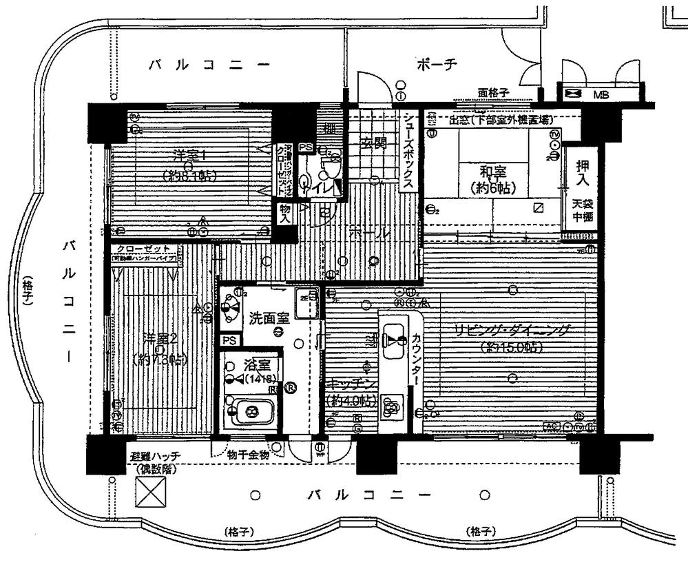 Floor plan. 3LDK, Price 24,800,000 yen, Footprint 99.2 sq m , Balcony area 64.87 sq m
