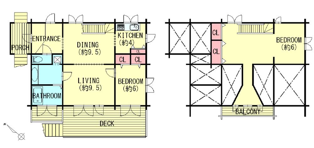 Floor plan. 14.8 million yen, 2LDK, Land area 513 sq m , Building area 108.6 sq m