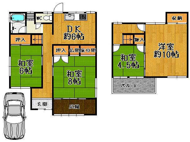Floor plan. 25 million yen, 4DK, Land area 104.59 sq m , Building area 83.61 sq m