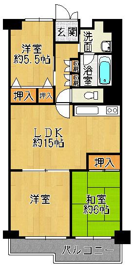 Floor plan. 3LDK, Price 12.8 million yen, Footprint 61.6 sq m , Balcony area 7.6 sq m