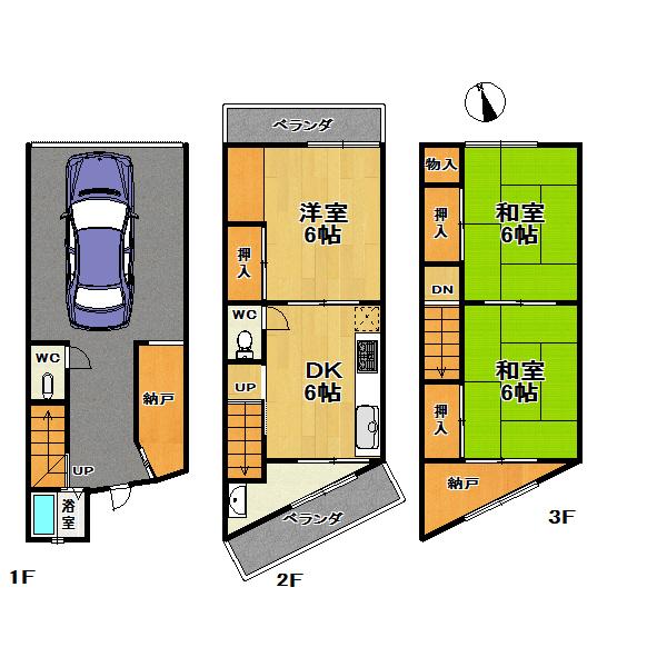 Floor plan. 8.9 million yen, 3DK, Land area 38.74 sq m , Building area 82.11 sq m