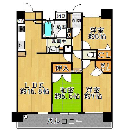 Floor plan. 3LDK, Price 22,800,000 yen, Occupied area 74.07 sq m , Balcony area 14.4 sq m