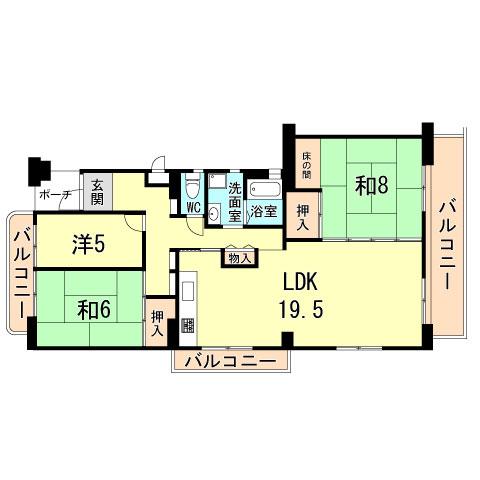 Floor plan. 3LDK, Price 15.8 million yen, Occupied area 89.37 sq m , Balcony area 11.35 sq m