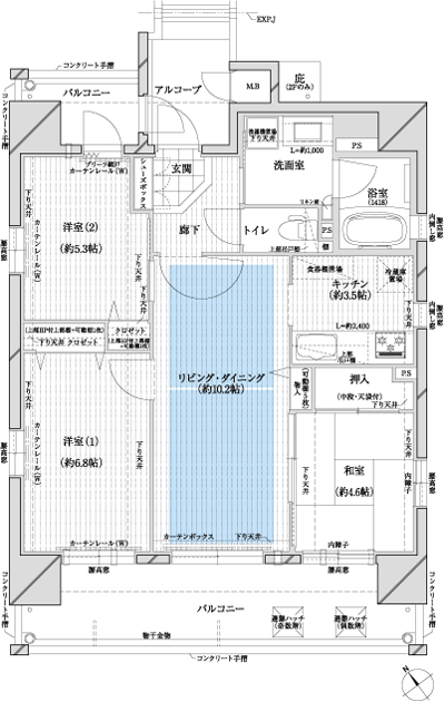 Floor: 3LDK, occupied area: 68.37 sq m, Price: 33,300,000 yen ~ 37,700,000 yen