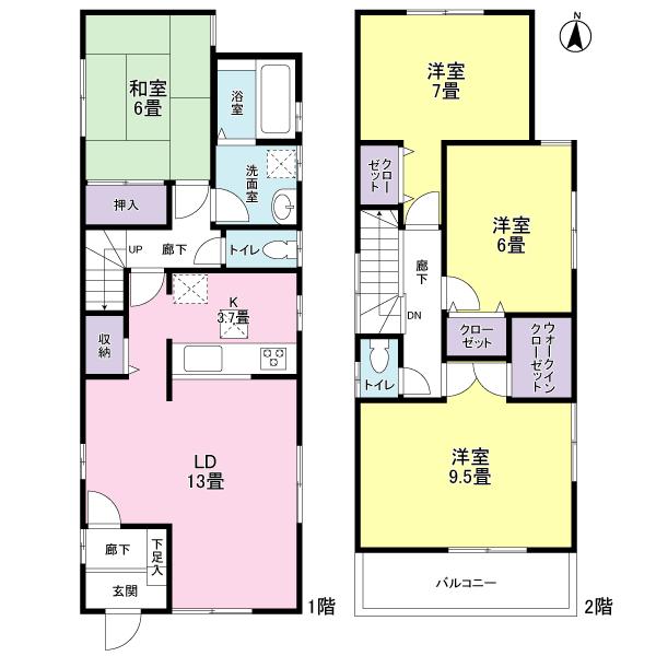 Floor plan. (No. 2 locations), Price 36,800,000 yen, 4LDK, Land area 133.79 sq m , Building area 105.58 sq m