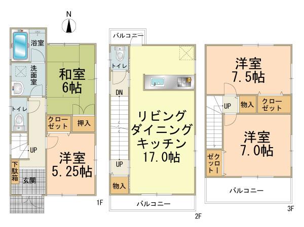 Floor plan. 27.3 million yen, 4LDK, Land area 80.35 sq m , Building area 103.53 sq m