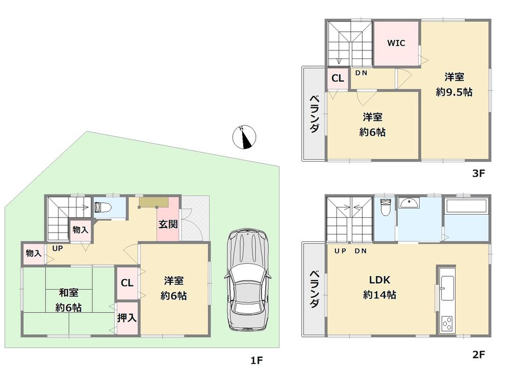 Floor plan. 25,800,000 yen, 4LDK, Land area 75.15 sq m , Day ventilation is good at building area 105.16 sq m northwest corner lot!