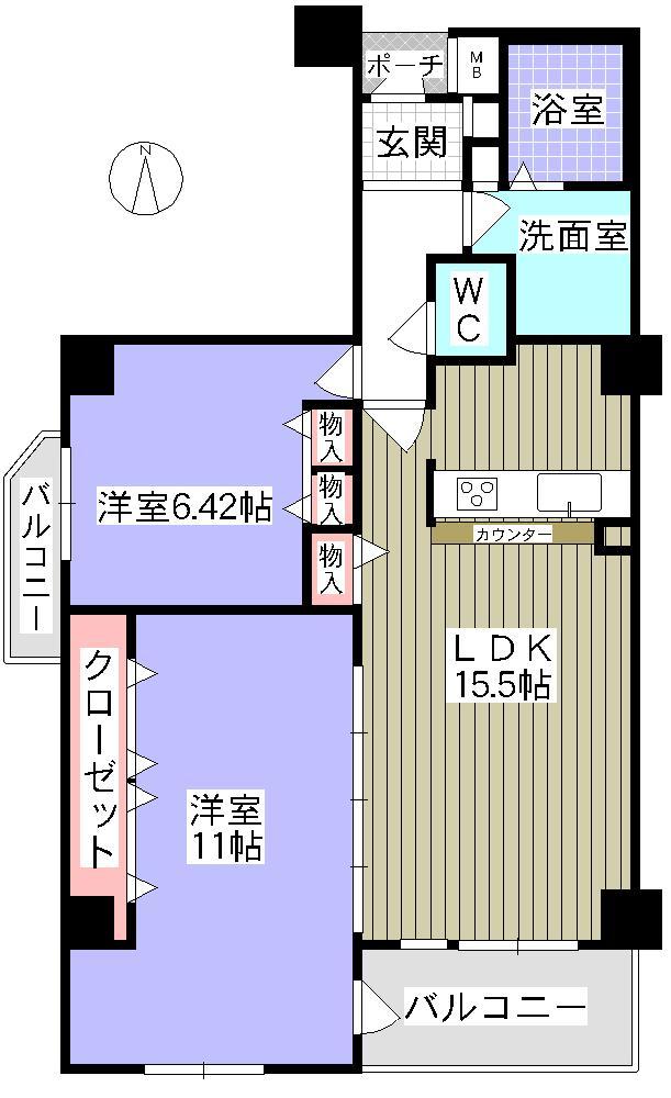 Floor plan. 2LDK, Price 22,800,000 yen, Occupied area 74.93 sq m , Balcony area 9.03 sq m
