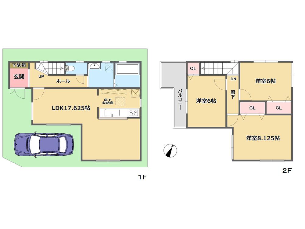 Floor plan. (No. 6 land plan), Price 30,800,000 yen, 3LDK, Land area 83.36 sq m , Building area 86.26 sq m