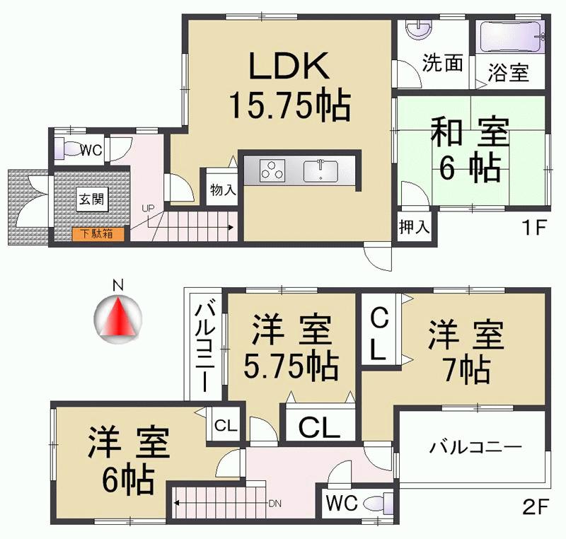 Floor plan. 33,300,000 yen, 4LDK, Land area 102.01 sq m , Building area 94.76 sq m Hankyu Sonoda Station walk 11 minutes! 11 large subdivision appearance of the compartment! 