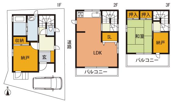 Floor plan. 22,800,000 yen, 2LDK + S (storeroom), Land area 62.14 sq m , Building area 72.88 sq m