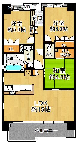 Floor plan. 3LDK, Price 20,900,000 yen, Occupied area 67.07 sq m , Balcony area 11.01 sq m