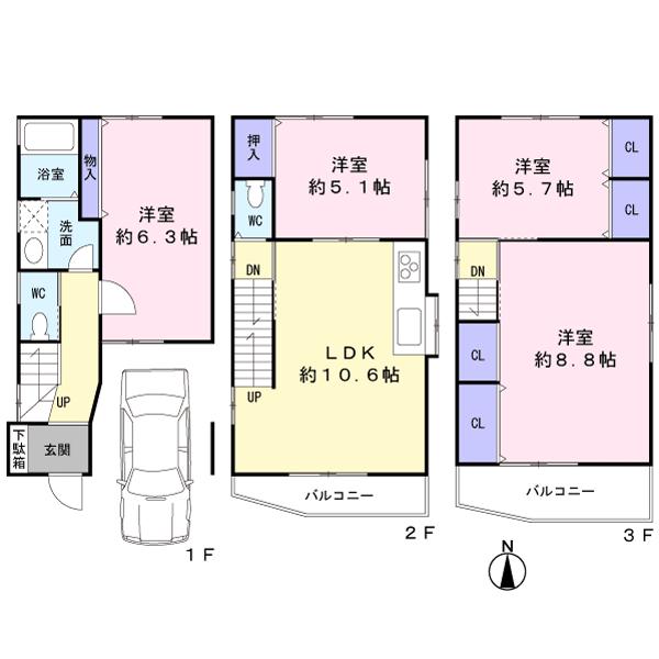 Floor plan. 20.8 million yen, 4LDK, Land area 51.56 sq m , Building area 83.38 sq m