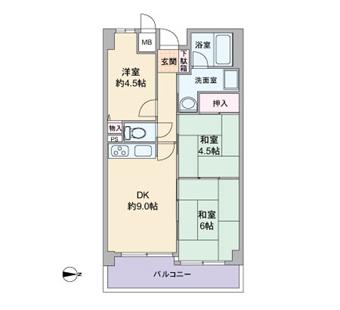Floor plan. 3DK, Price 10.8 million yen, Footprint 49.5 sq m , Balcony area 8.54 sq m floor plan