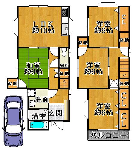 Floor plan. 23.5 million yen, 4LDK, Land area 80.15 sq m , Building area 85.32 sq m