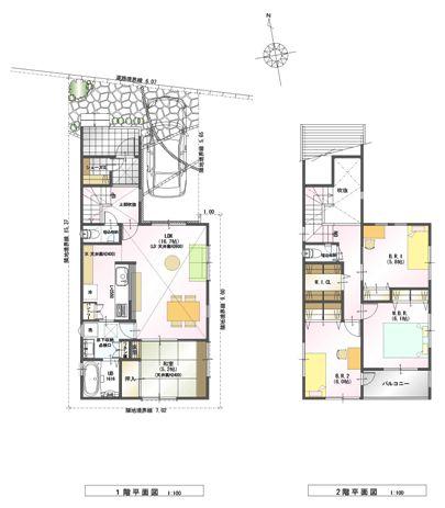 Building plan example (floor plan). Building plan example (No. 1 place) 4LDK, Land price 19,085,000 yen, Land area 99.49 sq m , Building price 20,583,000 yen, Building area 101.04 sq m