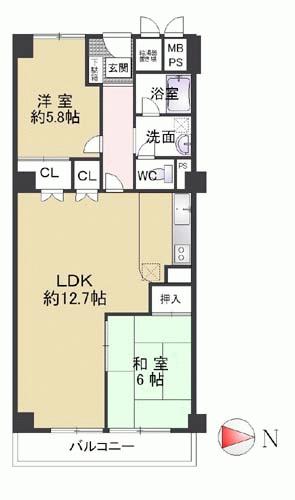 Floor plan. 2LDK, Price 12.9 million yen, Footprint 66 sq m , Golf driving range is located in front of the balcony area 6.6 sq m-th. Or holiday would be How about polish the golf of arms in there.