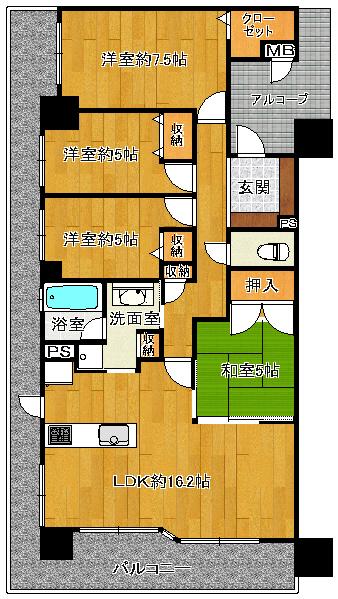 Floor plan. 4LDK, Price 30,800,000 yen, Occupied area 87.46 sq m , Balcony area 26.97 sq m