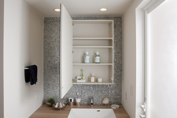 Bathing-wash room.  [Stylish vanity] The vanity has been convenient storage space is placed in the storage basin vanity (E type model room)