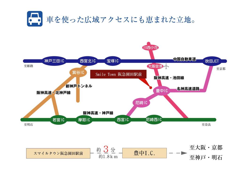 Access view. Near the high-speed ride opening, Easy also to Osaka, Kyoto. 