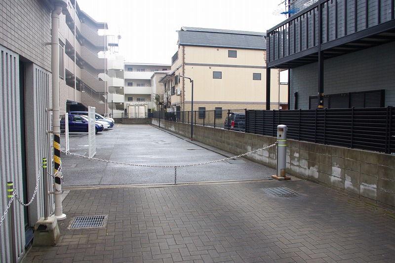 Parking lot. Parking with a chain gate