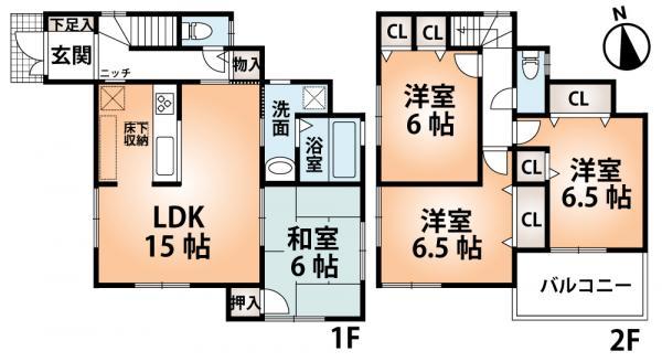 Floor plan. 31,800,000 yen, 4LDK, Land area 113.57 sq m , Building area 93.15 sq m 4 Building floor plan