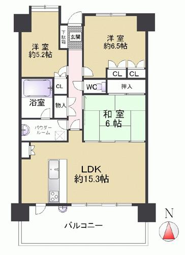 Floor plan. 3LDK, Price 26,800,000 yen, Occupied area 73.08 sq m , 4 floor of day is a good balcony area 14.48 sq m south-facing