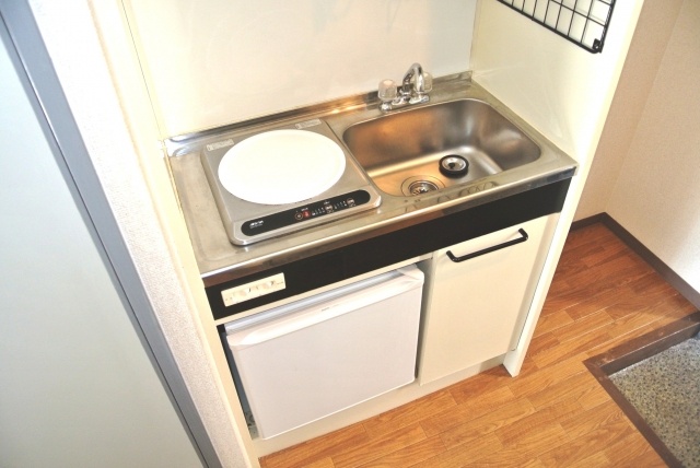 Kitchen. Stove with a compact kitchen