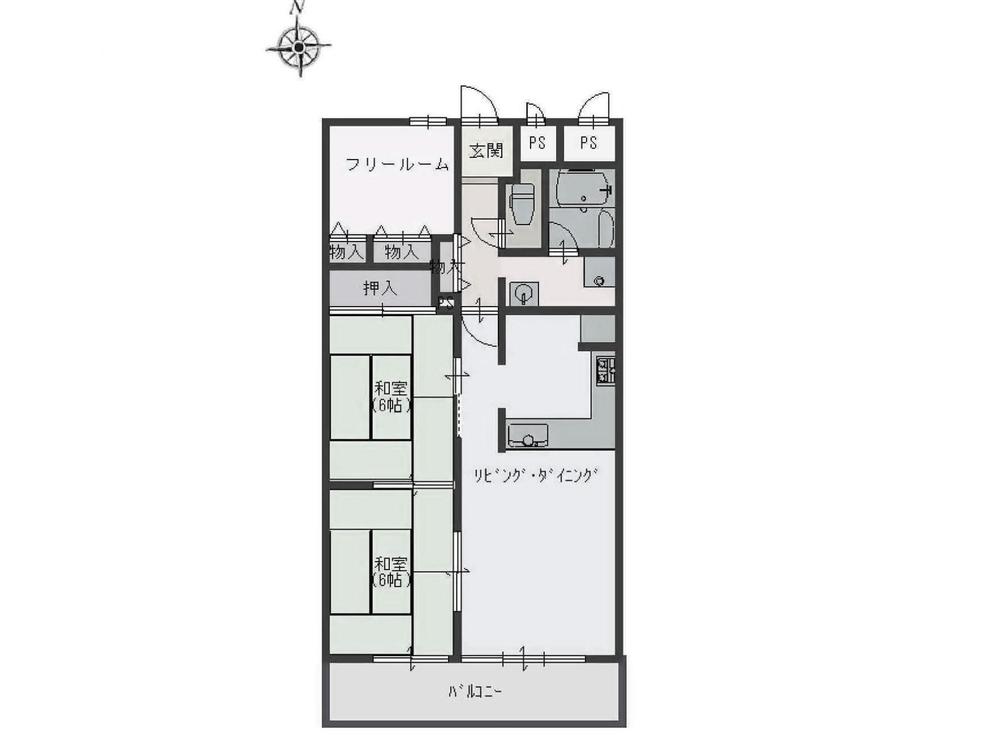 Floor plan. 2LDK + S (storeroom), Price 14.8 million yen, Footprint 66 sq m , Balcony area 9 sq m