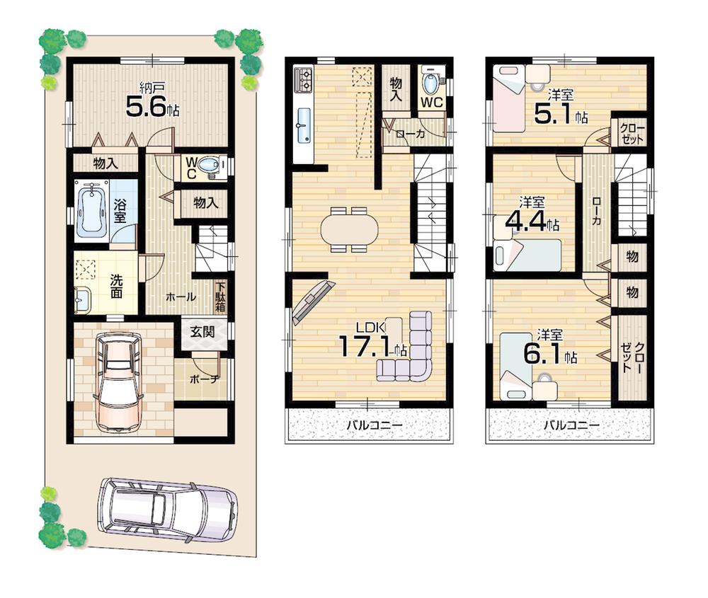 Floor plan. (No. 2 locations), Price 30,800,000 yen, 3LDK+S, Land area 76.01 sq m , Building area 109.92 sq m