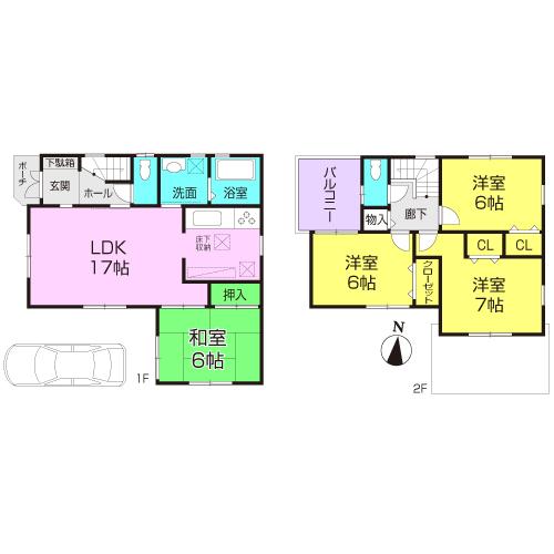 Floor plan. 30,800,000 yen, 4LDK, Land area 104.01 sq m , Building area 94.77 sq m