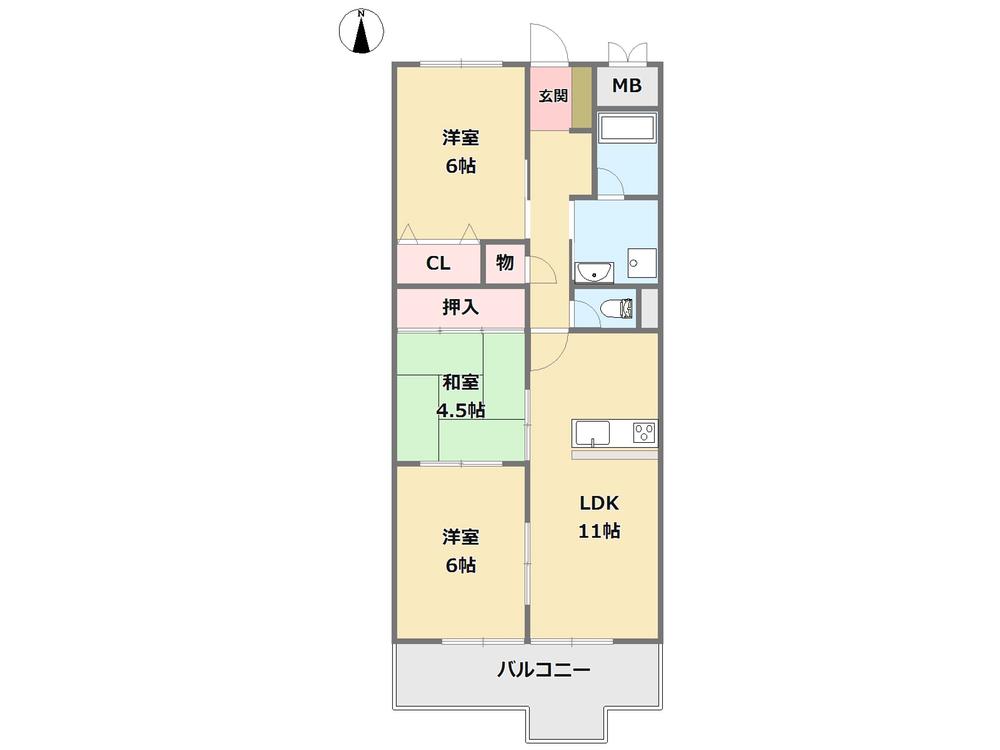 Floor plan. 3LDK, Price 9.99 million yen, Occupied area 65.43 sq m , Balcony area 7.87 sq m south-facing balcony of the bright rooms! Per current state fees, You can preview the same day!