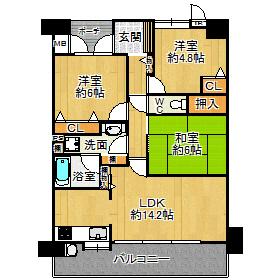 Floor plan. 3LDK, Price 18.9 million yen, Occupied area 71.15 sq m , Balcony area 12.34 sq m