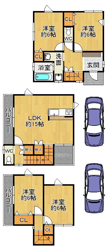 Floor plan. 33,800,000 yen, 4LDK, Land area 99.75 sq m , Building area 97.71 sq m 2 No. land Floor plan