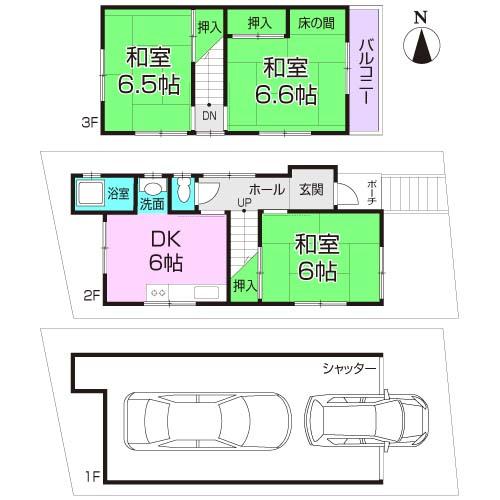 Floor plan. 8.8 million yen, 3DK, Land area 56.78 sq m , Building area 91.8 sq m