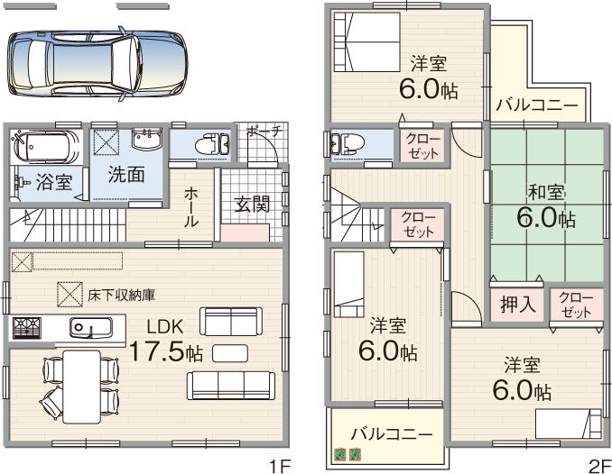 Floor plan. 36,800,000 yen, 4LDK, Land area 80.22 sq m , Building area 96.64 sq m