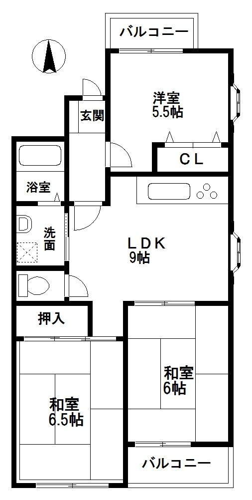 Floor plan. 3LDK, Price 12.3 million yen, Occupied area 59.09 sq m , Lighting for the corner room on the balcony area 5.24 sq m 2 sided balcony ・ Ventilation is very good.