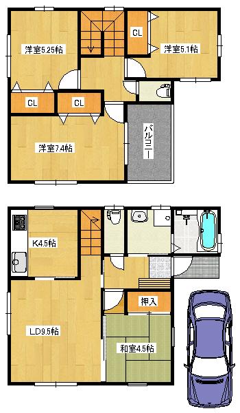 Floor plan. 37,800,000 yen, 3LDK + S (storeroom), Land area 80 sq m , Building area 88.34 sq m   ◆ Floor plan