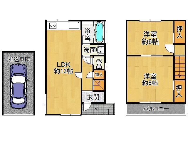 Floor plan. 12.8 million yen, 2LDK, Land area 43.96 sq m , Building area 78.57 sq m